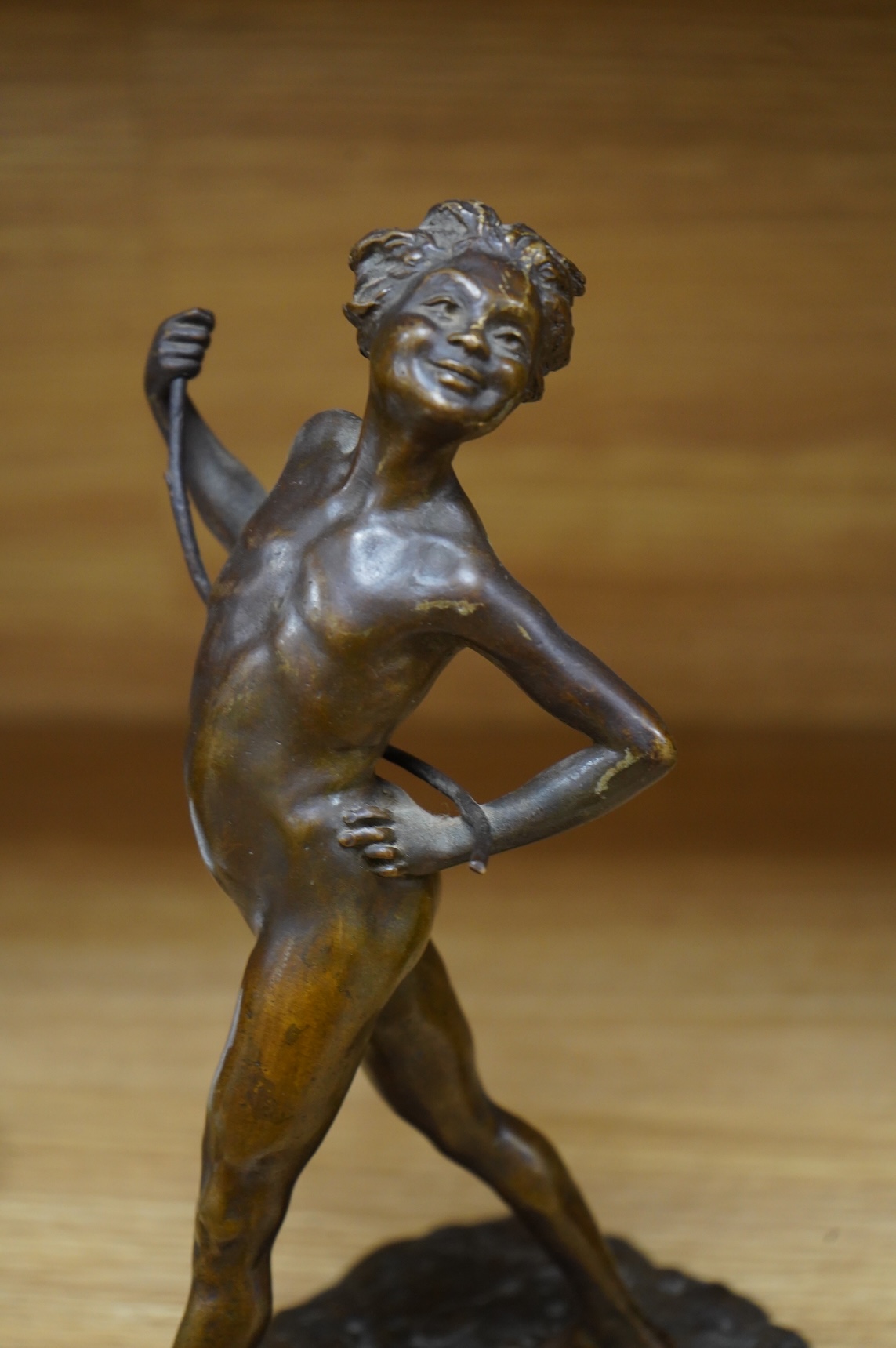 Gabrielle Jean Bedell Brichard (French, 19th/20th century), a bronze nude figure ‘Puck’, Susses Freres, foundry mark, 24cm